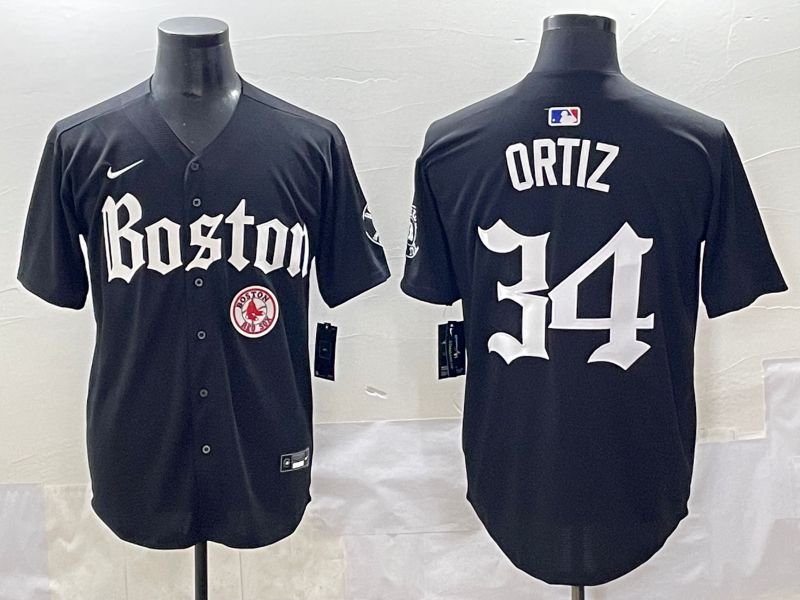 Men 2025 Boston Red Sox #34 Ortiz Black Five generations Joint Name Nike MLB Jersey style 21